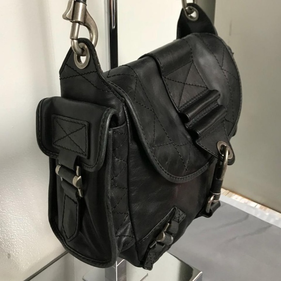 BESSO BLACK LEATHER SHOULDER BAG - Picture 4 of 7